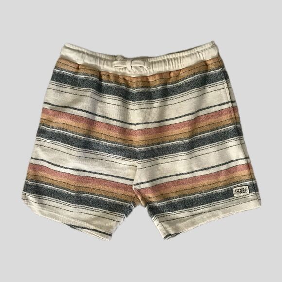 O'Neill Cream Striped Cotton Casual Surf Beach Drawstring Mens Sweat Shorts - L - Picture 1 of 9